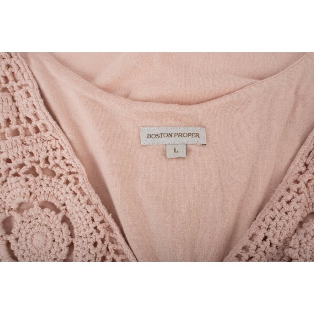 Boston Proper Womens Crochet Blouse Shirt Top L - Picture 6 of 6